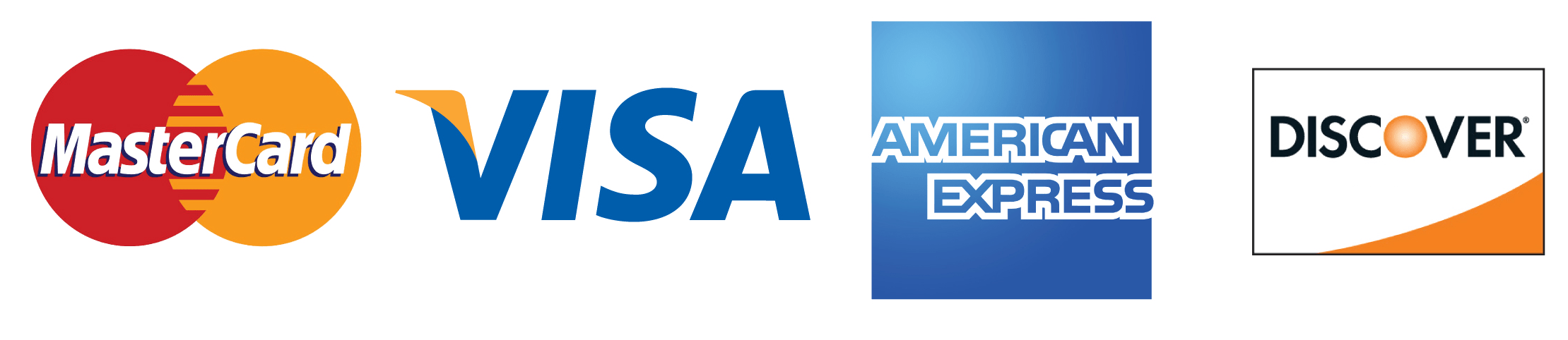 Mastercard, Visa, American Express, and Discover